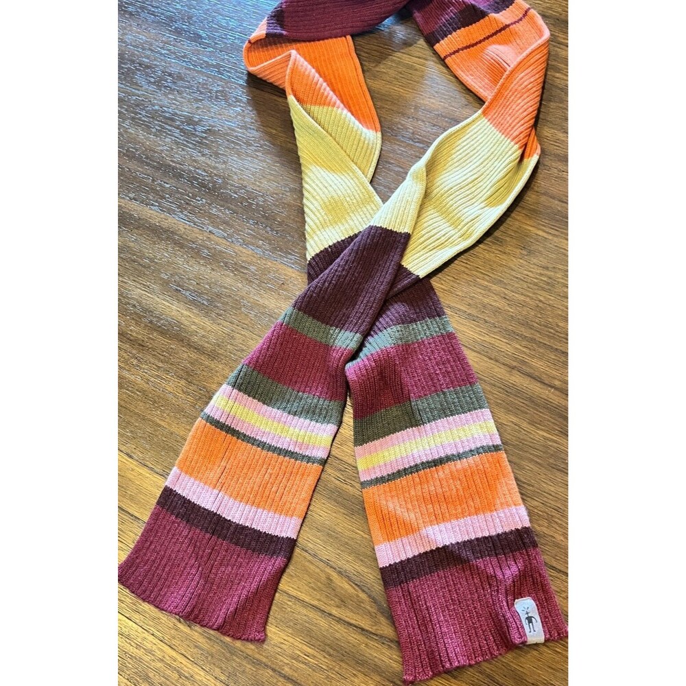 Smartwool Scarf Sport Stripe Black Approximately 70” x 5” winter pink green wool